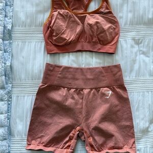Gymshark Orange Sports Bra & Biker Shorts Set